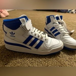White and blue adidas sneakers/high tops